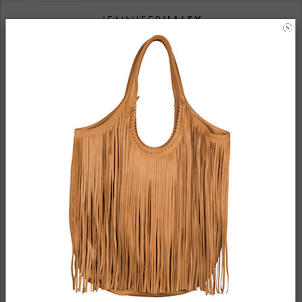 Jennifer Haley Tan Fringe Leather Bag.
